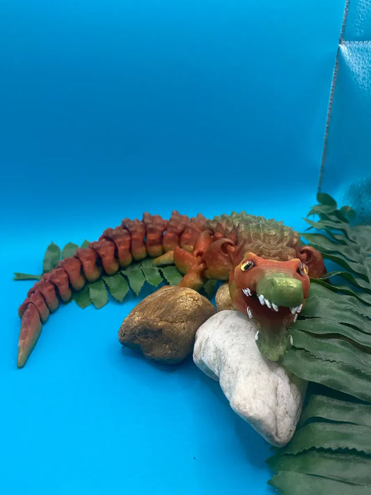 Crocodile Figurine Jaw Opens Hand Painted.